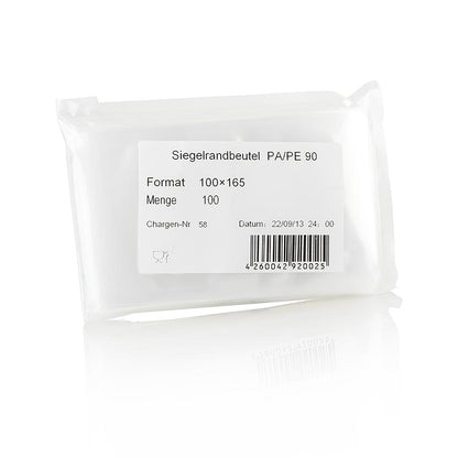 Sachets à bord scellé sous vide, 100 mm x 165 mm, lisses, 100 pièces | Non alimentaire / Quincaillerie / Accessoires pour barbecue | thungourmet