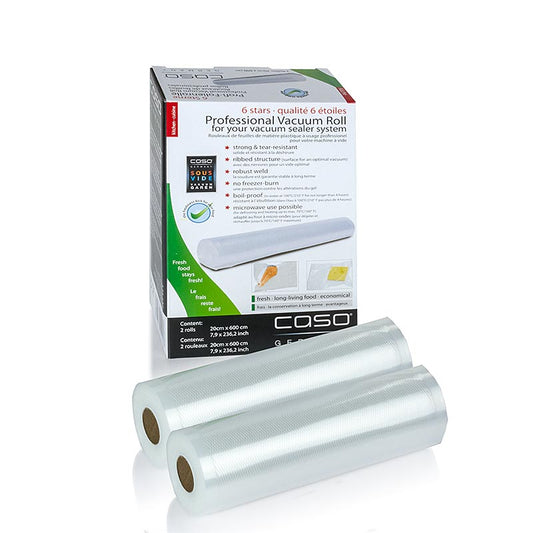 Rouleaux sous vide avec canaux d'air estampés, résistants à la déchirure, conservation optimale de la fraîcheur, protection contre les brûlures de congélation, résistants à la cuisson, lavables au lave-vaisselle, adaptés aux aliments