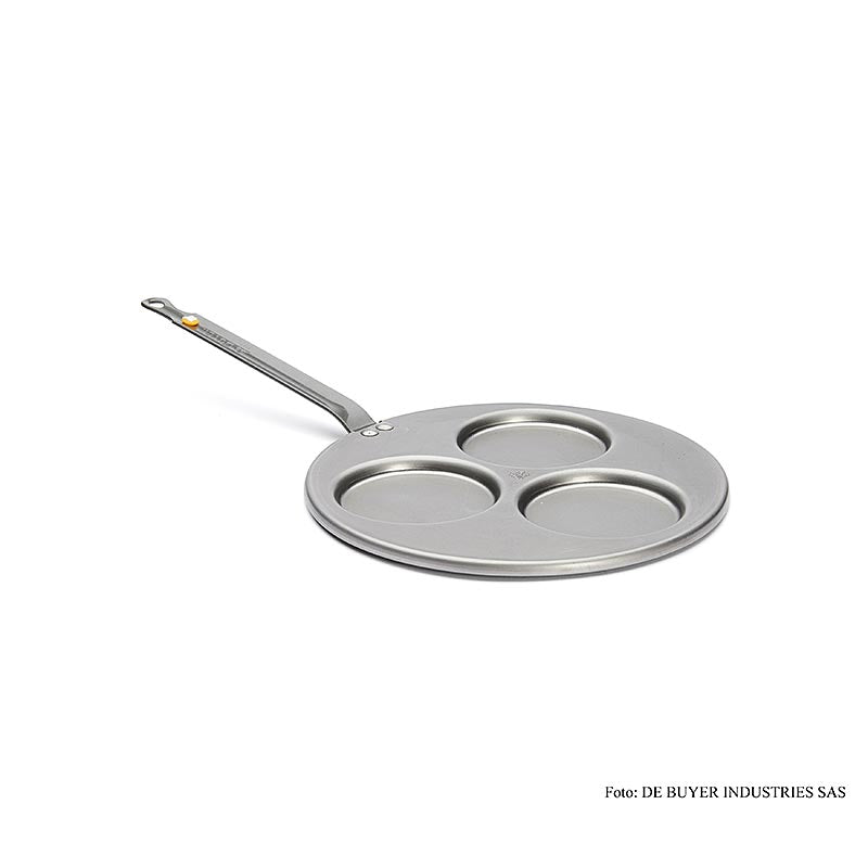 Poêle en fer Mineral B Element pour 3 blinis de ø 10cm, ø 27cm total, 1 pc - idéal pour de délicieux blinis, en fonte robuste avec revêtement anti-adhésif naturel, convient à toutes les sources de chaleur
