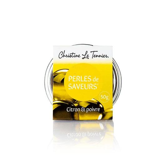 Caviar de fruits citron-poivre Taille des perles 5mm, perles cocktail sphériques avec une farce acide et piquante Idéal pour décorer les plats sucrés et salés
