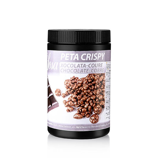 Pain d'épices croustillant en cuivre, enrobé de chocolat amer, idéal pour saupoudrer les glaces et les crèmes ou pour fourrer les pralines, variété wetproof avec couche de beurre de cacao extra-épaisse