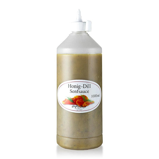 Sauce à la moutarde miel-aneth, Wolfram Berge, 1 l - sauce épicée et crémeuse au miel fin, à l'aneth frais et à la moutarde forte en bouteille pratique de 1 litre
