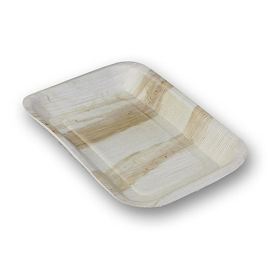 Assiettes jetables en feuille de palme, carrées, 16x24cm, 100% compostables, 25 pcs - Assiettes de service en feuille de palme 100% biodégradables pour fingerfood et petits plats