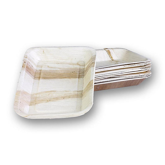 Assiette jetable en feuille de palme, carrée, 16x24cm, 100% compostable, 25 pcs