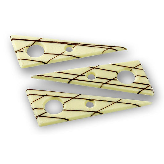 Plaques décoratives de haute qualité en chocolat blanc avec bandes de chocolat noir, 690 g, 131 pièces, parfaites pour la décoration