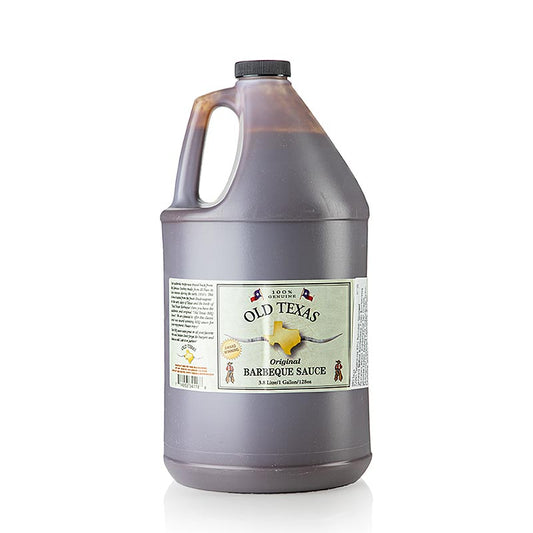 Grande bouteille de Old Texas Original BBQ Sauce, fumée et épicée, sans conservateurs artificiels, exhausteurs de goût ni colorants, parfaite pour les spare ribs et les plats de viande