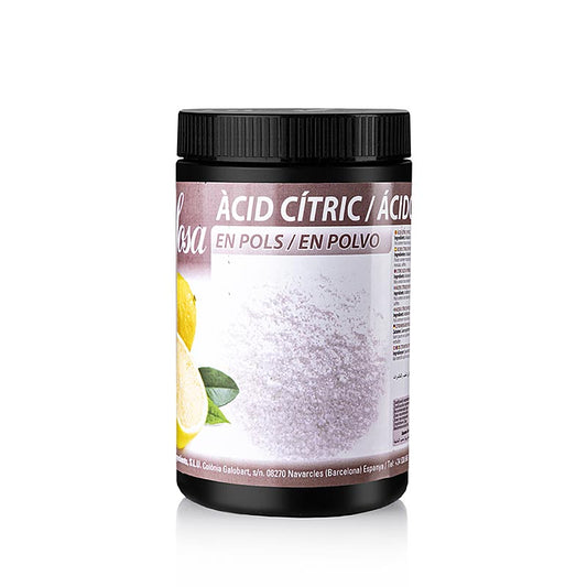 Acide citrique Sosa en poudre, 1 kg - Correcteur d'acidité naturel pour les préparations alimentaires telles que les confitures et les pâtes de fruits, augmente la capacité de gélification des pectines, se dissout dans les liquides et remplace le jus de citron