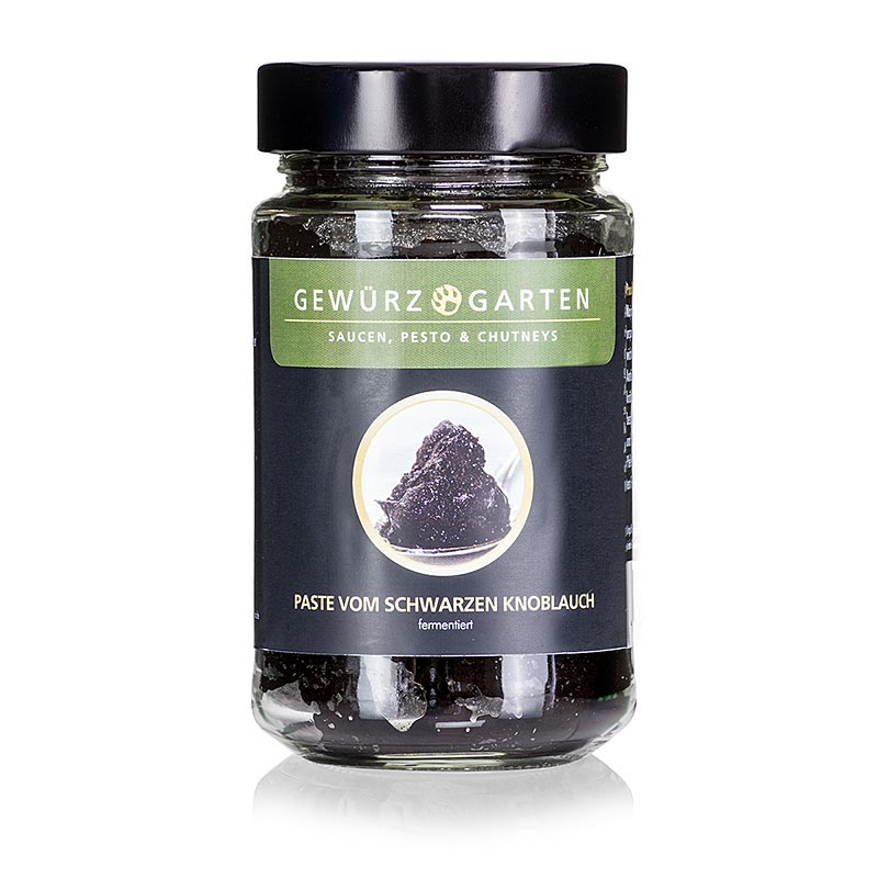 Pâte d'ail noir, 100% fermentée, aux arômes de pruneau et de vanille grillée, idéale pour les snacks salés, les sauces et le nappage de desserts.
