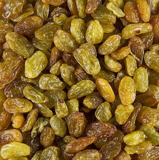 Raisins secs Jumbo, verts/jaunes, sulfurés, Chili (similaires aux sultanines), 1 kg