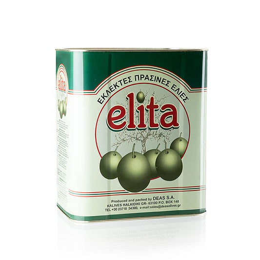 Olives vertes dénoyautées, Mamuth, en saumure, 8,3 kg - olives dénoyautées en saumure de haute qualité pour les plats méditerranéens ou comme snack savoureux, idéal pour les gastronomes et les cuisiniers amateurs