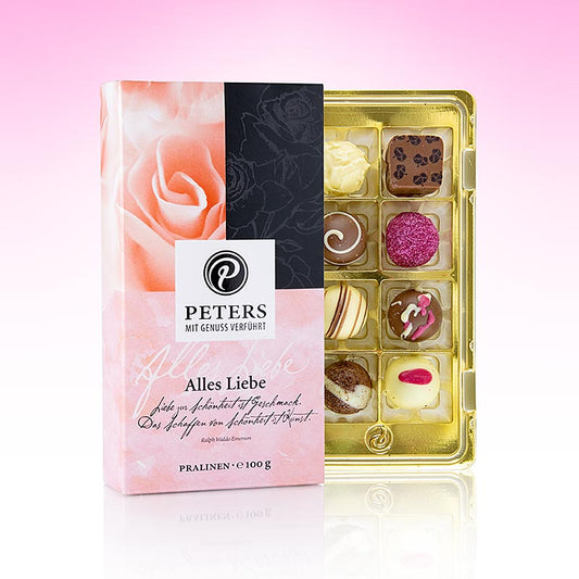Mélange de truffes et de pralines, "Tout l'amour", avec alcool, Peters, 100 g, 8 pcs