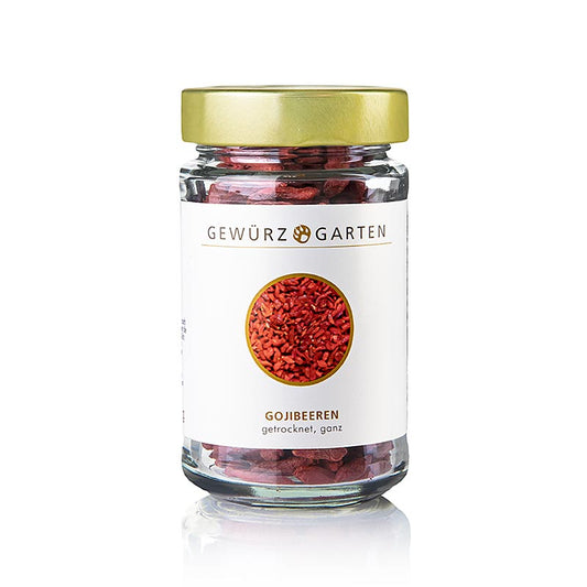 Baies de goji séchées du jardin d'épices (Wolfberry, Ninjiang himalajan), 100 g - fruit riche en substances nutritives du Ningxia, Chine, semblable aux cranberries et aux cerises