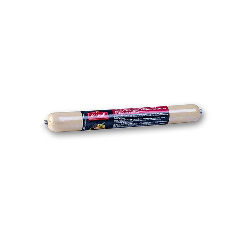 Bloc de Foie Gras de Canard en barre Ficelle, Foie Gras, Ø25mm, 23cm, Rougié, 125 g - Idéal pour les traiteurs et les buffets, facile à portionner et à découper