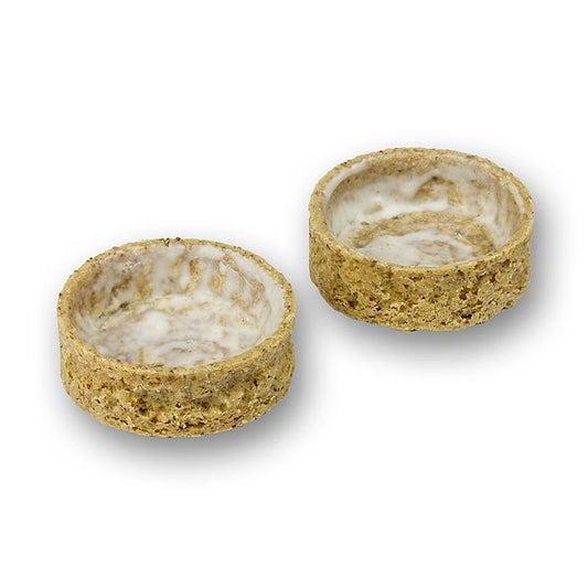 Tartelettes croustillantes aux amandes et au beurre français, enrobées, ø 50x17mm h, 750 g, 75 pcs Avec une fine couche de graisse pour éviter le ramollissement