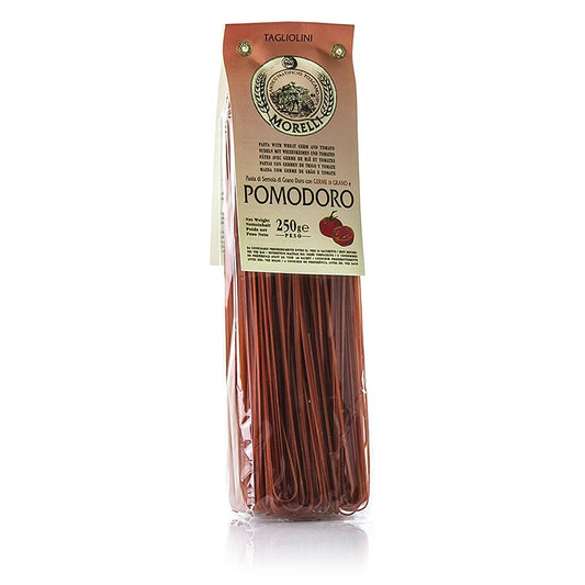 Tagliolini al Pomodoro de Morelli 1860 à la tomate et au germe de blé, pâtes artisanales à base de semoule de blé dur de qualité supérieure et de germe de blé riche en substances nutritives, sans conservateurs ni colorants, 250 g