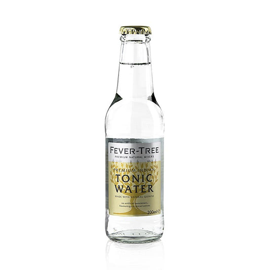 Fever Tree - Indian Tonic Water, 200 ml : un mélange rafraîchissant d'huile d'orange amère pressée à la main, de quinine de qualité supérieure et d'eau fraîche, avec de fines bulles de gaz et une touche de citron.