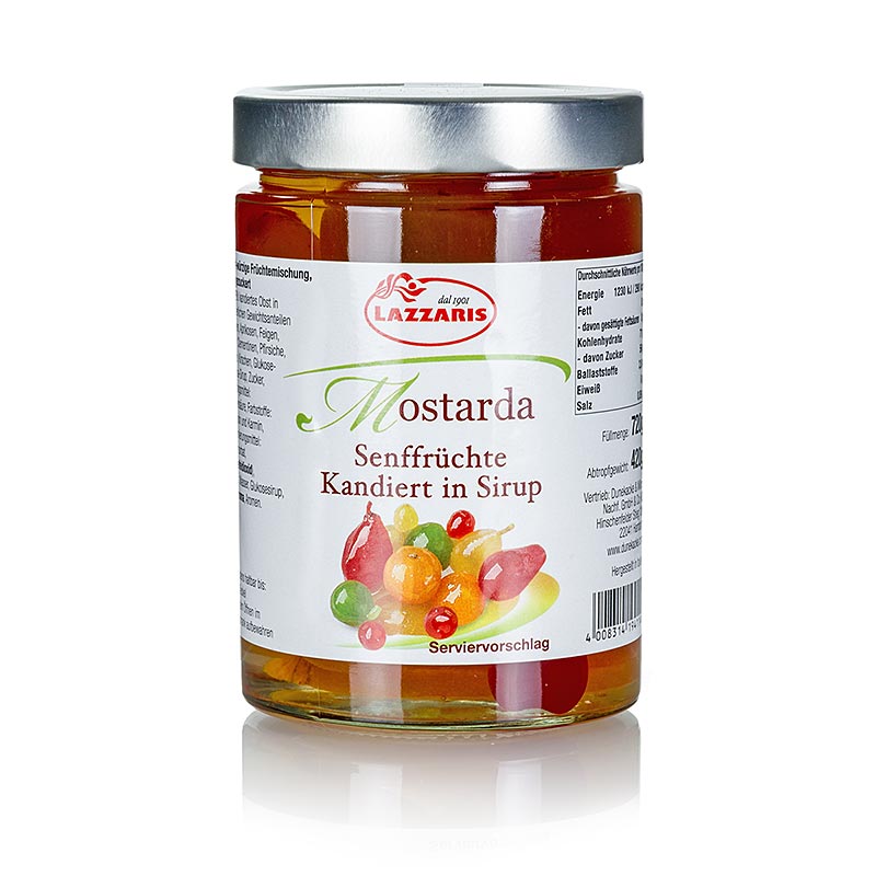 Fruits entiers confits à la moutarde, 720 g, goût doux et piquant, ingrédients de haute qualité