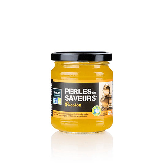 Caviar de fruits Passion/Maracuja, taille des perles 5mm, sphères, Les Perles, 200 g - une façon innovante de savourer l'arôme classique et authentique des fruits dans des perles semblables à du caviar, qui éclatent dans la bouche et offrent une nouvelle expérience de dégustation.