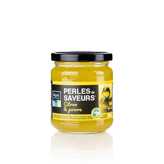 Caviar de fruits sphérique citron-poivre taille des perles 5mm, parfait pour les cocktails et la décoration