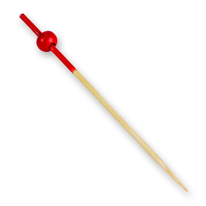 Pics en bois, avec extrémité colorée en rouge et boule rouge, 9cm, 100 pcs