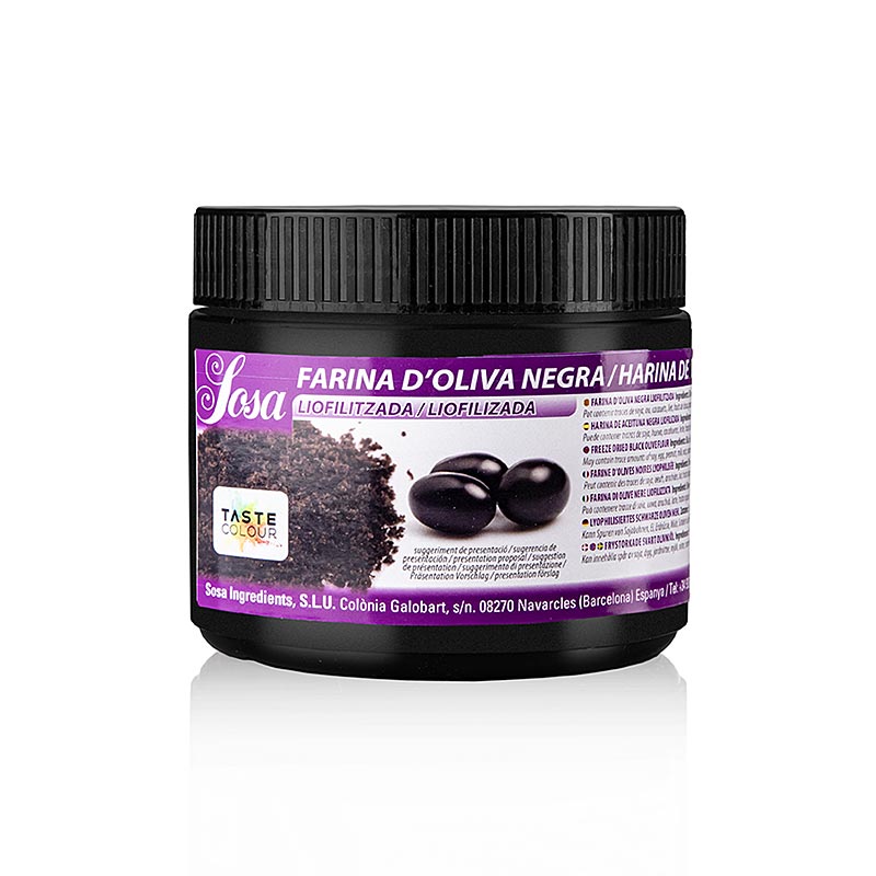 Poudre d'olive noire lyophilisée de Sosa Ingredients SL, l'un des principaux fabricants d'ingrédients haut de gamme pour la restauration et la pâtisserie en Espagne, qui produit depuis 1967 des biscuits artisanaux, des articles de Noël traditionnels catalans, des ingrédients pour crèmes glacées, des noix, des fruits lyophilisés, des texturants, des extraits naturels de plantes, des arômes naturels et d'autres ingrédients de qualité, et qui exporte dans plus de 80 pays.