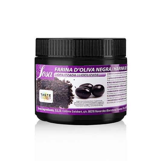Poudre d'olive noire lyophilisée de Sosa Ingredients SL, l'un des principaux fabricants d'ingrédients haut de gamme pour la restauration et la pâtisserie en Espagne, qui produit depuis 1967 des biscuits artisanaux, des articles de Noël traditionnels catalans, des ingrédients pour crèmes glacées, des noix, des fruits lyophilisés, des texturants, des extraits naturels de plantes, des arômes naturels et d'autres ingrédients de qualité, et qui exporte dans plus de 80 pays.