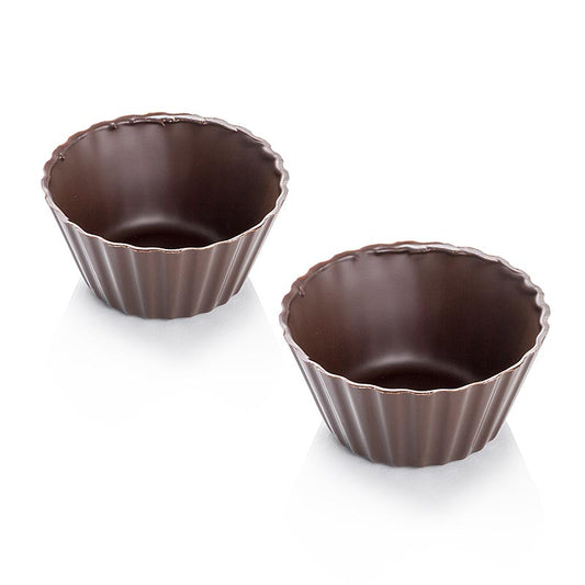 Moule à chocolat - Victorias, chocolat noir, ø 40-65mm, 30mm de haut, 904 g, 84 pcs - Moules à chocolat de haute qualité pour des fourrages créatifs et variés Idéal pour des petits fours faits maison avec un diamètre supérieur de 65mm, un diamètre inférieur de 40mm et une hauteur de 30mm