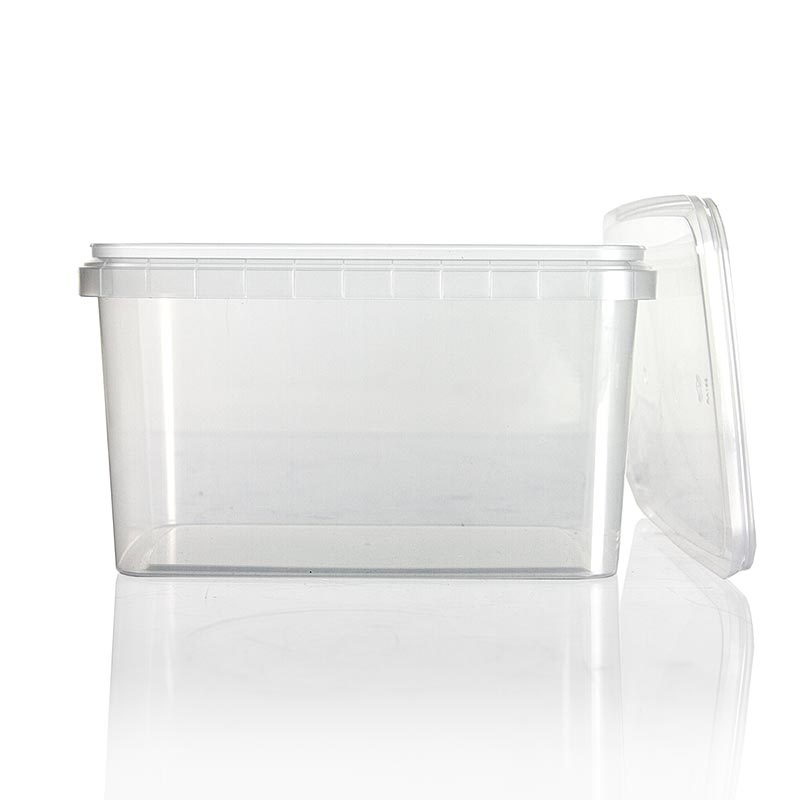 Boîte en plastique RectAcup avec design rectangulaire, couvercle et sécurité de fermeture, 191x128x106mm, 1800ml, 1 pièce - idéale pour indiquer les premières ouvertures après la fermeture