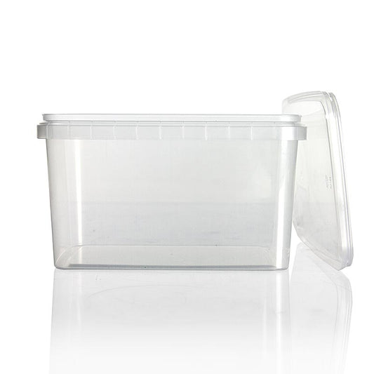 Boîte en plastique RectAcup avec design rectangulaire, couvercle et sécurité de fermeture, 191x128x106mm, 1800ml, 1 pièce - idéale pour indiquer les premières ouvertures après la fermeture
