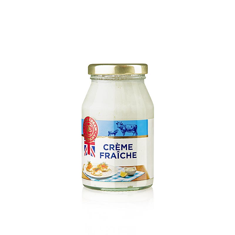 Crème fraîche anglaise, 39% de matières grasses, 170 g - crème fraîche soyeuse de qualité supérieure du Devon, au goût riche, légèrement acidulé et épicé