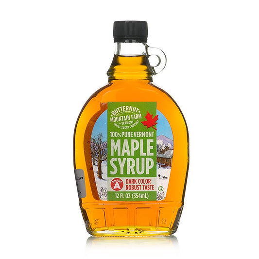 Sirop d'érable - Dark Robust, Vermont, 354 ml - Sirop d'érable foncé de qualité supérieure du Vermont en bouteille de 354 ml