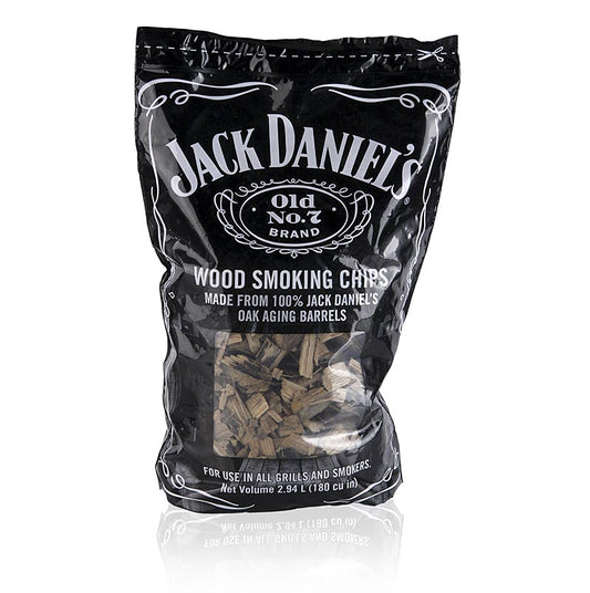 Granulés de fumage Jack Daniel's Wood Chips, fabriqués à partir de chêne de fût de whisky et de charbon de bois de filtre, adaptés aux arômes fumés lors des grillades