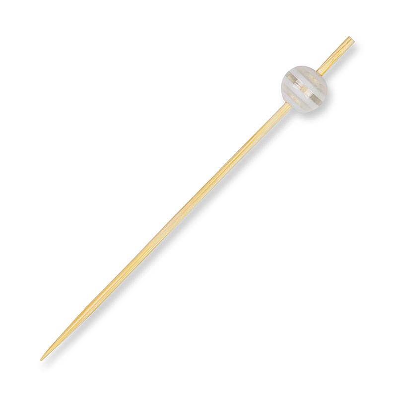 Pics en bois avec boule de cristal claire/blanche rayée, 9cm, 100 pièces pour les présentations de nourriture Utilisable de manière polyvalente pour les canapés, la finger food, les buffets et les cocktails Créez de nouveaux points de vue lors d'événements