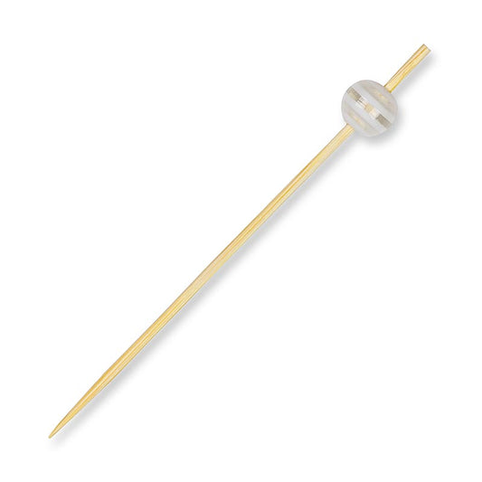 Pics en bois avec boule de cristal claire/blanche rayée, 9cm, 100 pièces pour les présentations de nourriture Utilisable de manière polyvalente pour les canapés, la finger food, les buffets et les cocktails Créez de nouveaux points de vue lors d'événements