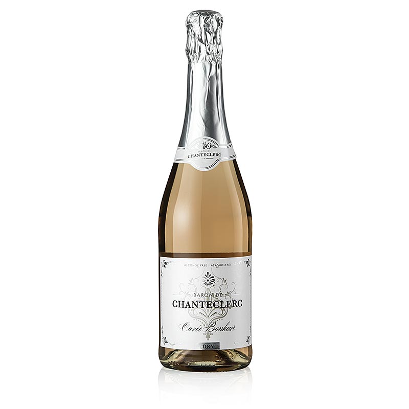 Baron de Chanteclerc, rosé, sec, sans alcool, La Colombette, 750 ml - Vin mousseux sec désalcoolisé issu de vin désalcoolisé additionné de gaz carbonique, totalement sans alcool et 100% Grenache, sec avec 35 grammes de sucre résiduel, élégant avec un beau fruité de fraise et de framboise, avec un perlage fin
