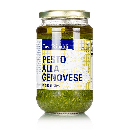 Image de Casa Rinaldi Pesto Genovese, végétalien et sans lactose, 500 g, à la consistance crémeuse et au goût intense de basilic, parfait pour les pâtes, les sandwichs, les pizzas et plus encore, convient aux végétaliens et aux personnes souffrant d'intolérance au lactose