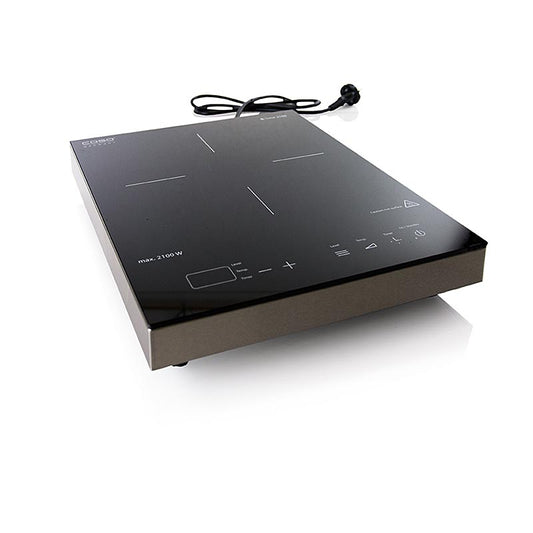 Table de cuisson mobile à induction en acier inoxydable et verre d'une puissance de 2100 watts, Smart Control et fonction minuterie