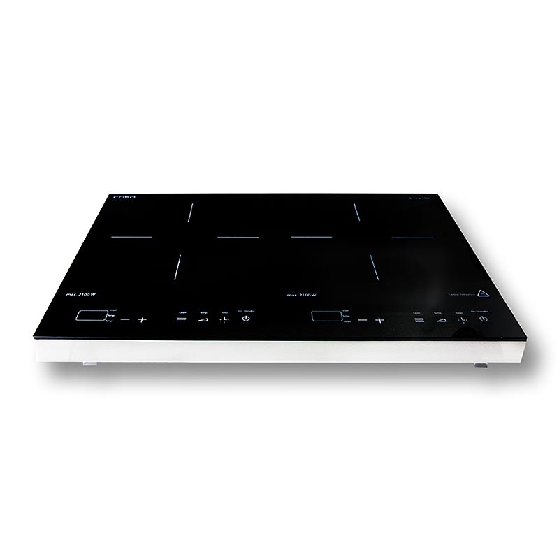 Table de cuisson mobile à induction en acier inoxydable et verre, avec 2 plans de cuisson, technologie PowerSharing, 3500 watts, design moderne, écran tactile Sensor Touch, fonction minuterie, plage de température de 60 à 240°C, détection automatique des casseroles et protection contre la surchauffe