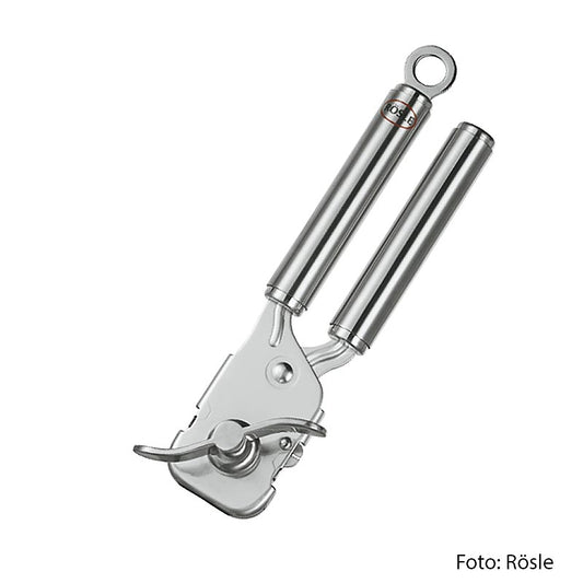 Ouvre-boîte en acier inoxydable avec ailette ergonomique, couvercle refermable et anneau de suspension pratique Convient à tous les types de boîtes courants et ne laisse pas de bords tranchants