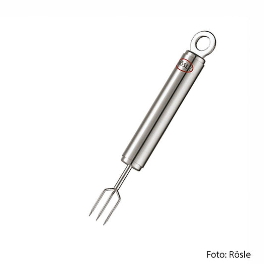 Fourchette à pommes de terre en robe des champs en acier inoxydable 18/10 avec anneau pratique pour la suspendre, tenue sûre pendant l'épluchage Longueur : 17 cm, Largeur : 1,9 cm, Hauteur : 1,2 cm, Poids : 0,075 kg, lavable au lave-vaisselle