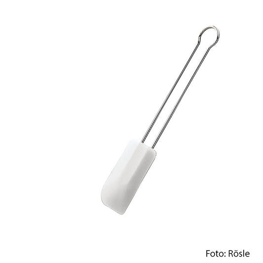 Racloir à pâte en silicone résistant, résistant aux températures de -70 °C à +220 °C Adaptation aux arrondis des plats et des poêles, convient pour lisser la pâte Longueur : 26 cm, Largeur : 2,75 cm, Hauteur : 0,7 cm, Poids : 0,035 kg, Matières : acier inoxydable 18/10, silicone, Couleur : blanc, Aptitude au lave-vaisselle : Oui