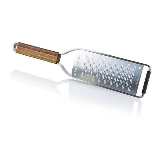 Râpe à grains moyens en acier inoxydable avec manche en bois, convient pour les carottes, les courgettes et le fromage Manche en bois de noix, pied en caoutchouc antidérapant, lames super tranchantes à longue durée de vie