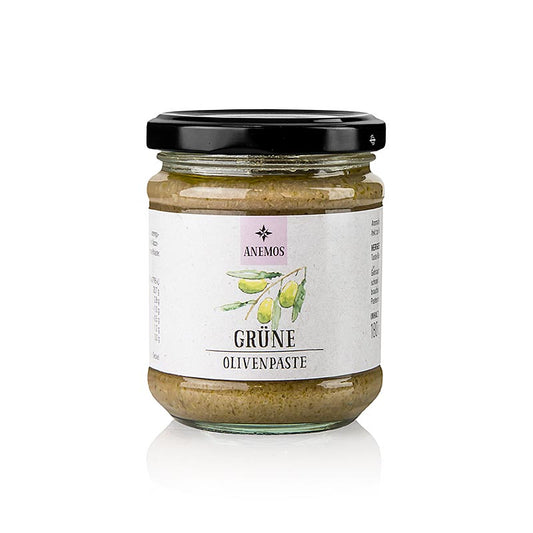 Tapenade d'olives vertes de Chalkediki, ANEMOS, 180 g - idéale pour les canapés méditerranéens