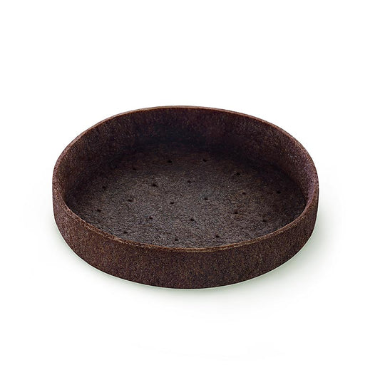 Fines tartelettes rondes Filigrano en pâte brisée au chocolat, ø 8,3cm, H 2cm, 55 pièces Fabriquées avec 100% de beurre suisse, sans graisse de palme, parfaites pour les buffets et les desserts