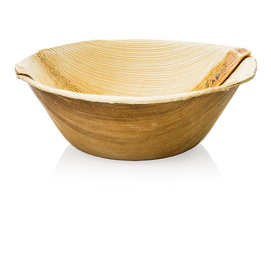 Assiette jetable en feuille de palme, ronde, env ø 15,5cm, profonde, 100% compostable, 25 pcs - Assiettes/bols stylés en feuille de palmier à bétel, qualité alimentaire, goût neutre, convient au four et au micro-ondes, n'absorbent ni graisse ni eau, 100% biodégradables