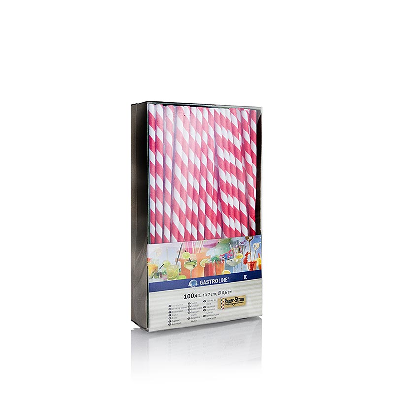 Paille en papier jetable, rouge-blanc, 19,7cm, 100 pcs - Paille en papier écologique, durable et biodégradable pour boissons froides jusqu'à 24 °C Le revêtement en cire bio empêche le gonflement jusqu'à 60 minutes Convient pour les aliments et neutre au goût