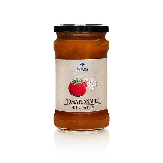 ANEMOS Sauce tomate-feta pour pâtes, 280 g - Sauce tomate-feta riche avec 20% de feta, indication d'origine géographique protégée, convient aux végétariens