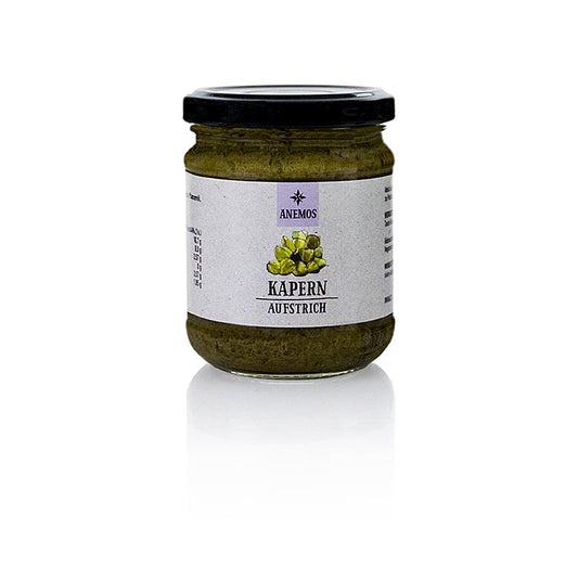ANEMOS Tapenade de câpres, 200 g - Tapenade de câpres de qualité supérieure de la région méditerranéenne, équilibre parfait entre épices et fraîcheur, utilisation polyvalente pour les entrées et les plats principaux, ingrédients 100 % naturels, sans additifs artificiels