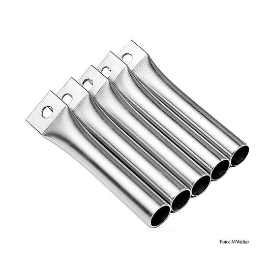 Set de cuisson tubulaire en acier inoxydable Crunch-Roll de Matthias Walter, ø18mm, sans plaque de fond, 5 pièces - polyvalent pour la préparation de petits rouleaux de pâte farcis, peut être enrobé de différents types de pâte et cuit ou frit Facile à retirer et à refroidir pour obtenir des tubes parfaits pour les farces les plus diverses