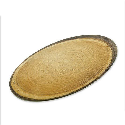 Plaque décorative Rondelle d'arbre en carton -M- de forme ovale, 300x200mm, pour une présentation élégante d'accessoires de barbecue, de matériel informatique ou de produits non alimentaires Protège le contenu contre les rayures et offre une protection robuste